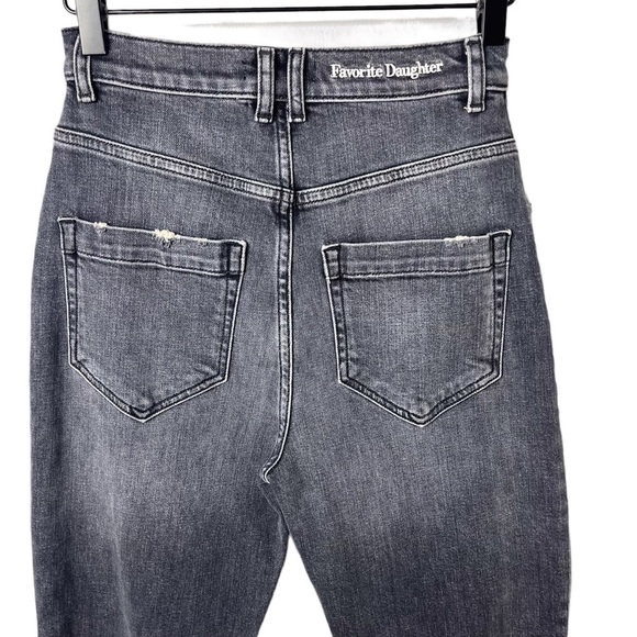 Favorite Daughter The Jordie Super High Rise Straight Jeans Gray Black Size 23 - Picture 6 of 9